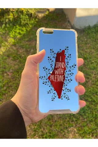 İphone 6 Plus Uyumlu Aynalı Palestine Desenli Darbe Kamera Korumalı Silikon Telefon Kılıfı