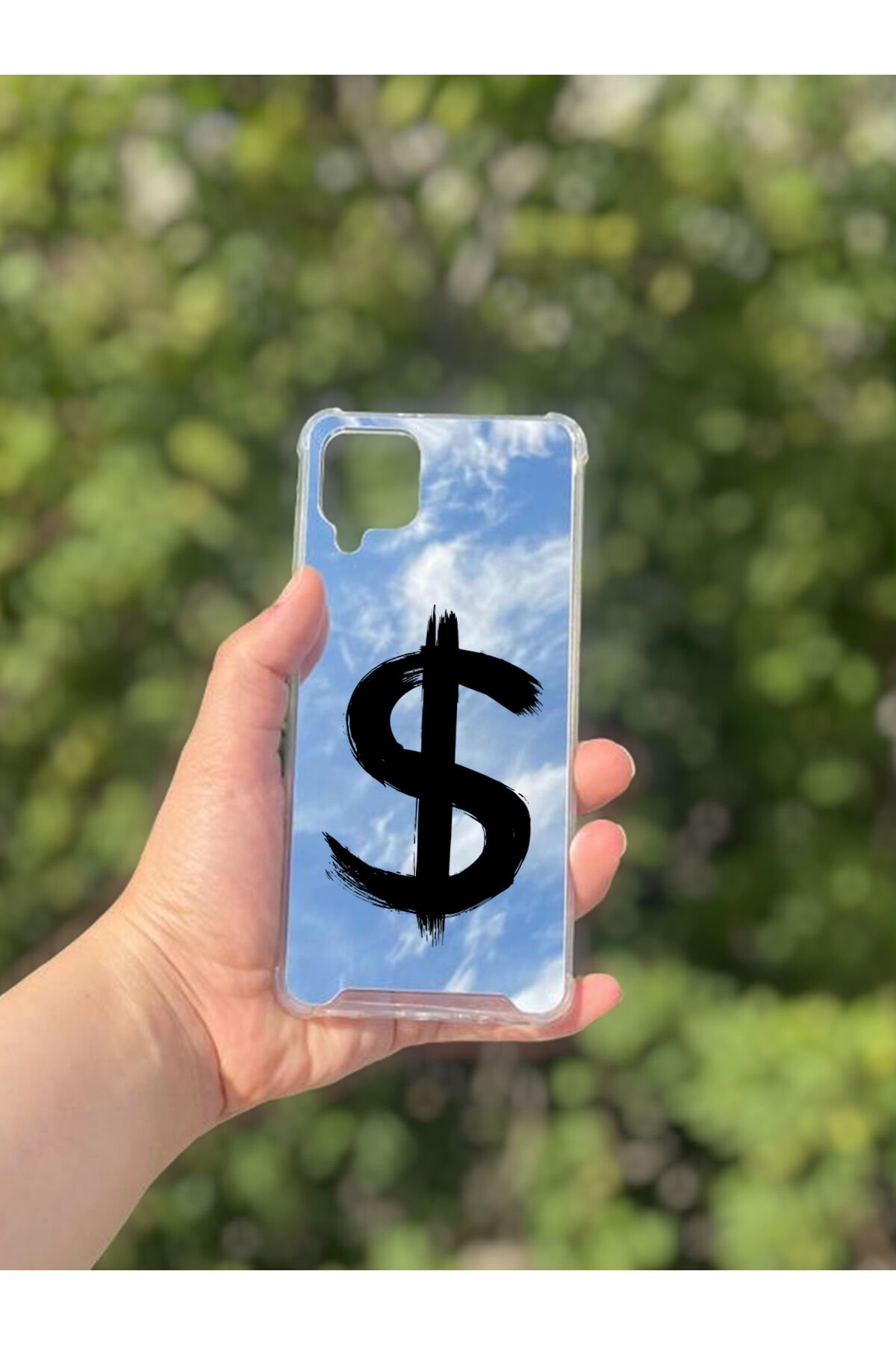 Samsung Galaxy A12 Uyumlu Aynalı Dolar Desenli Darbe Kamera Korumalı Silikon Telefon Kılıfı