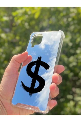 Samsung Galaxy A12 Uyumlu Aynalı Dolar Desenli Darbe Kamera Korumalı Silikon Telefon Kılıfı
