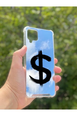 Samsung Galaxy A12 Uyumlu Aynalı Dolar Desenli Darbe Kamera Korumalı Silikon Telefon Kılıfı