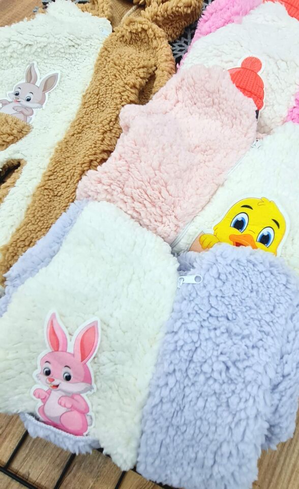 Lila Peluş Bebek Yeni Doğan Kışlık Uyku Tulumu Kapişonlu