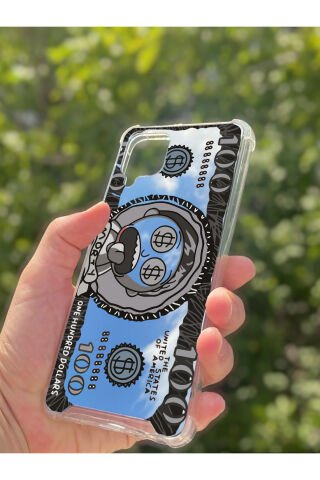 Samsung Galaxy A12 Uyumlu Aynalı Rick Dolar Desenli Darbe Kamera Korumalı Silikon Telefon Kılıfı