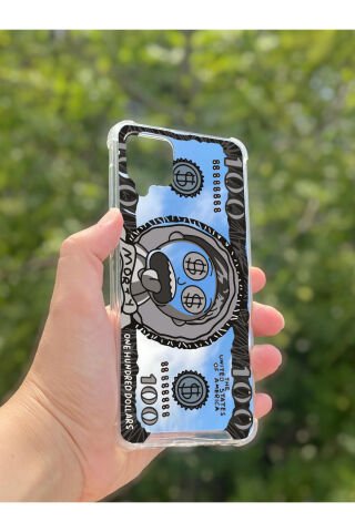 Samsung Galaxy A12 Uyumlu Aynalı Rick Dolar Desenli Darbe Kamera Korumalı Silikon Telefon Kılıfı