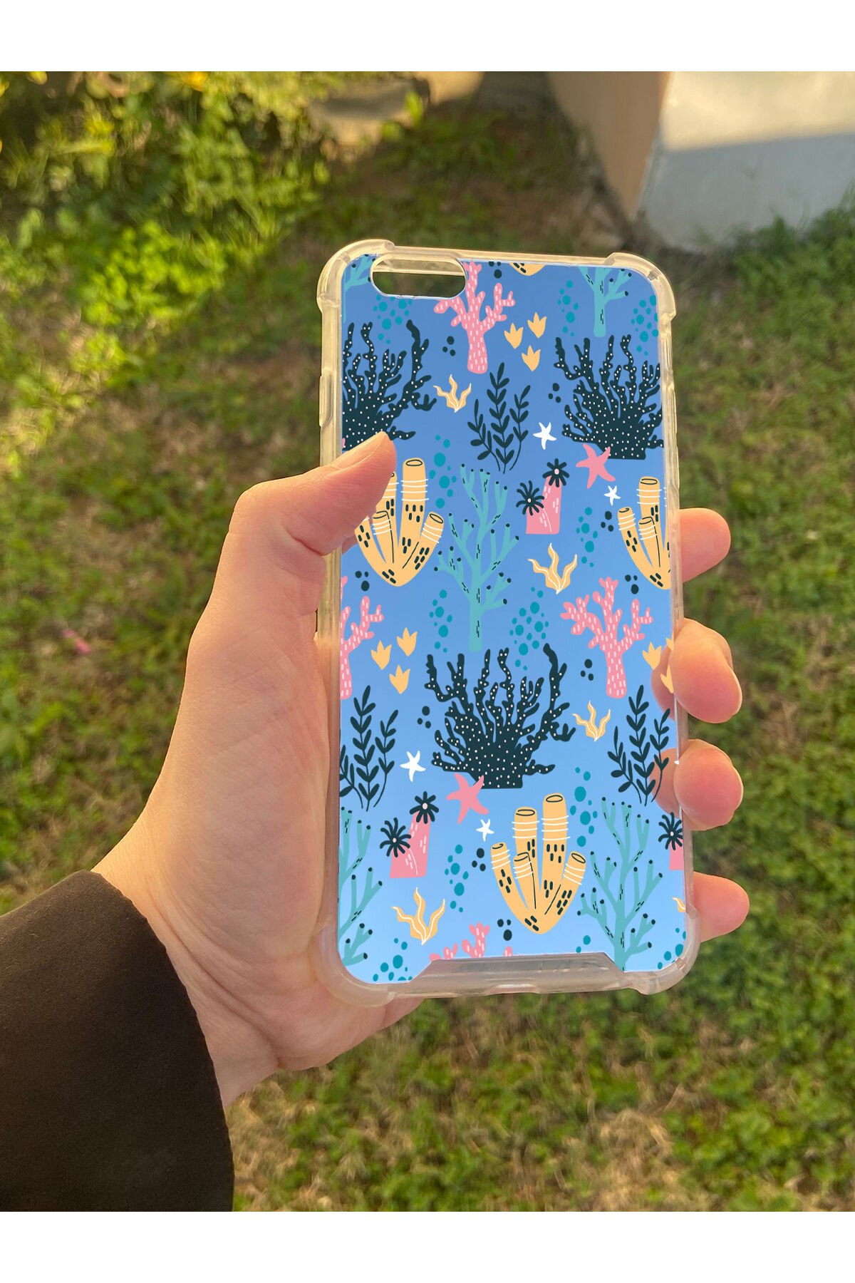 İphone 6 Plus Uyumlu Aynalı Renkli Dal Desenli Darbe Kamera Korumalı Silikon Telefon Kılıfı