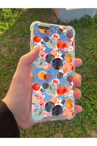İphone 6 Plus Uyumlu Aynalı Daire Desenli Darbe Kamera Korumalı Silikon Telefon Kılıfı