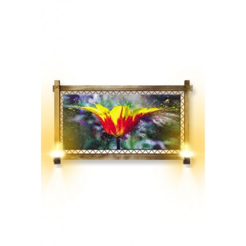 Kanvas Sarı Çiçek Rustik Lambalı Tablo - 96 x 66 cm