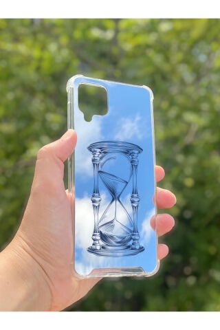 Samsung Galaxy A12 Uyumlu Aynalı Kum Saati Desenli Darbe Kamera Korumalı Silikon Telefon Kılıfı