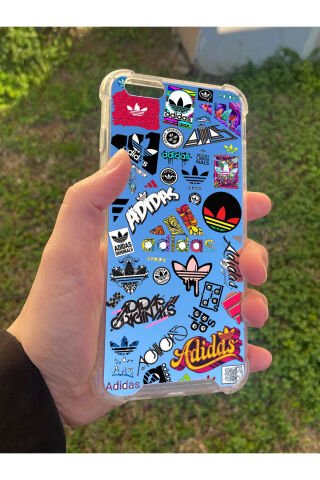 İphone 6 Plus Uyumlu Aynalı Adidas Desenli Darbe Kamera Korumalı Silikon Telefon Kılıfı