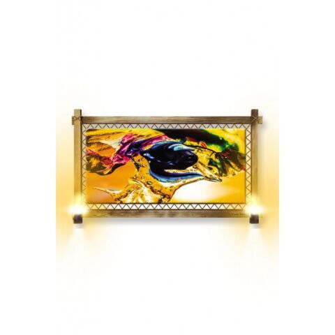Kanvas Sarı Soyut Rustik Lambalı Tablo - 96 x 66 cm