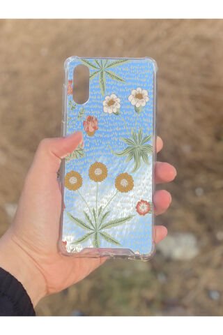 Samsung Galaxy A02 Uyumlu Aynalı Çiçek Desenli Darbe Kamera Korumalı Silikon Telefon Kılıfı