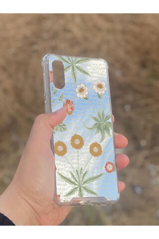 Samsung Galaxy A02 Uyumlu Aynalı Çiçek Desenli Darbe Kamera Korumalı Silikon Telefon Kılıfı