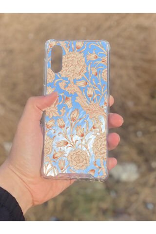 Samsung Galaxy A02 Uyumlu Aynalı Lale Desenli Darbe Kamera Korumalı Silikon Telefon Kılıfı