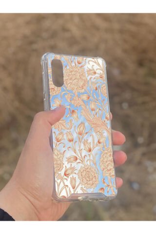 Samsung Galaxy A02 Uyumlu Aynalı Lale Desenli Darbe Kamera Korumalı Silikon Telefon Kılıfı