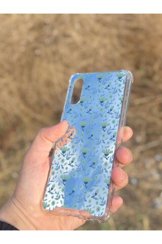 Samsung Galaxy A02 Uyumlu Aynalı Mor Çiçek Desenli Darbe Kamera Korumalı Silikon Telefon Kılıfı