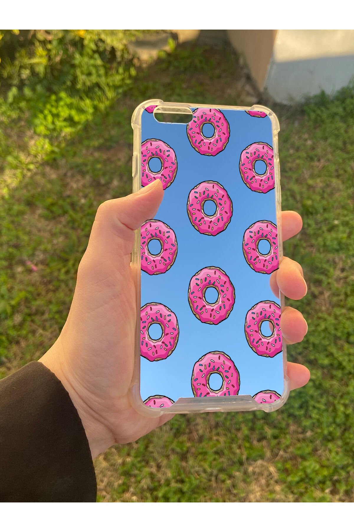 İphone 6 Plus Uyumlu Aynalı Donut Desenli Darbe Kamera Korumalı Silikon Telefon Kılıfı