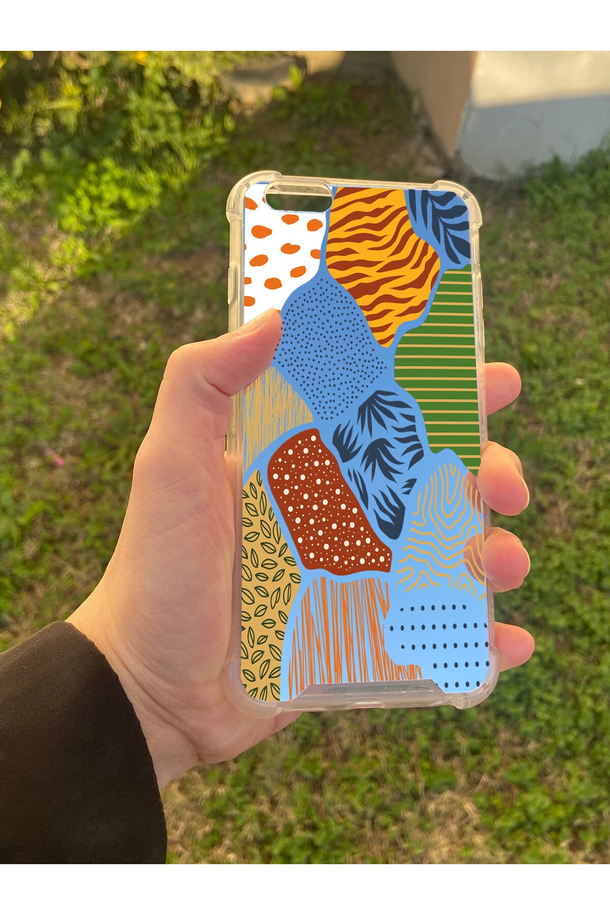 İphone 6 Plus Uyumlu Aynalı Karışık Desenli Darbe Kamera Korumalı Silikon Telefon Kılıfı