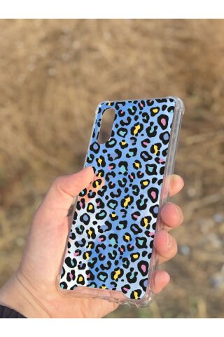 Samsung Galaxy A02 Uyumlu Aynalı Leopar Desenli Darbe Kamera Korumalı Silikon Telefon Kılıfı