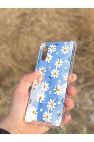 Samsung Galaxy A02 Uyumlu Aynalı Papatya Desenli Darbe Kamera Korumalı Silikon Telefon Kılıfı