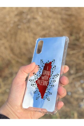 Samsung Galaxy A02 Uyumlu Aynalı Filistin Desenli Darbe Kamera Korumalı Silikon Telefon Kılıfı