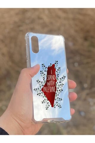 Samsung Galaxy A02 Uyumlu Aynalı Filistin Desenli Darbe Kamera Korumalı Silikon Telefon Kılıfı