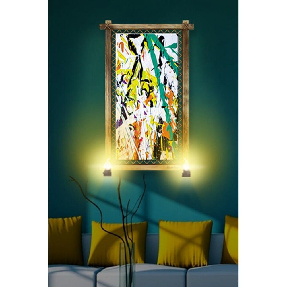 Kanvas Soyut Rustik Lambalı Tablo - 96 x 66 cm