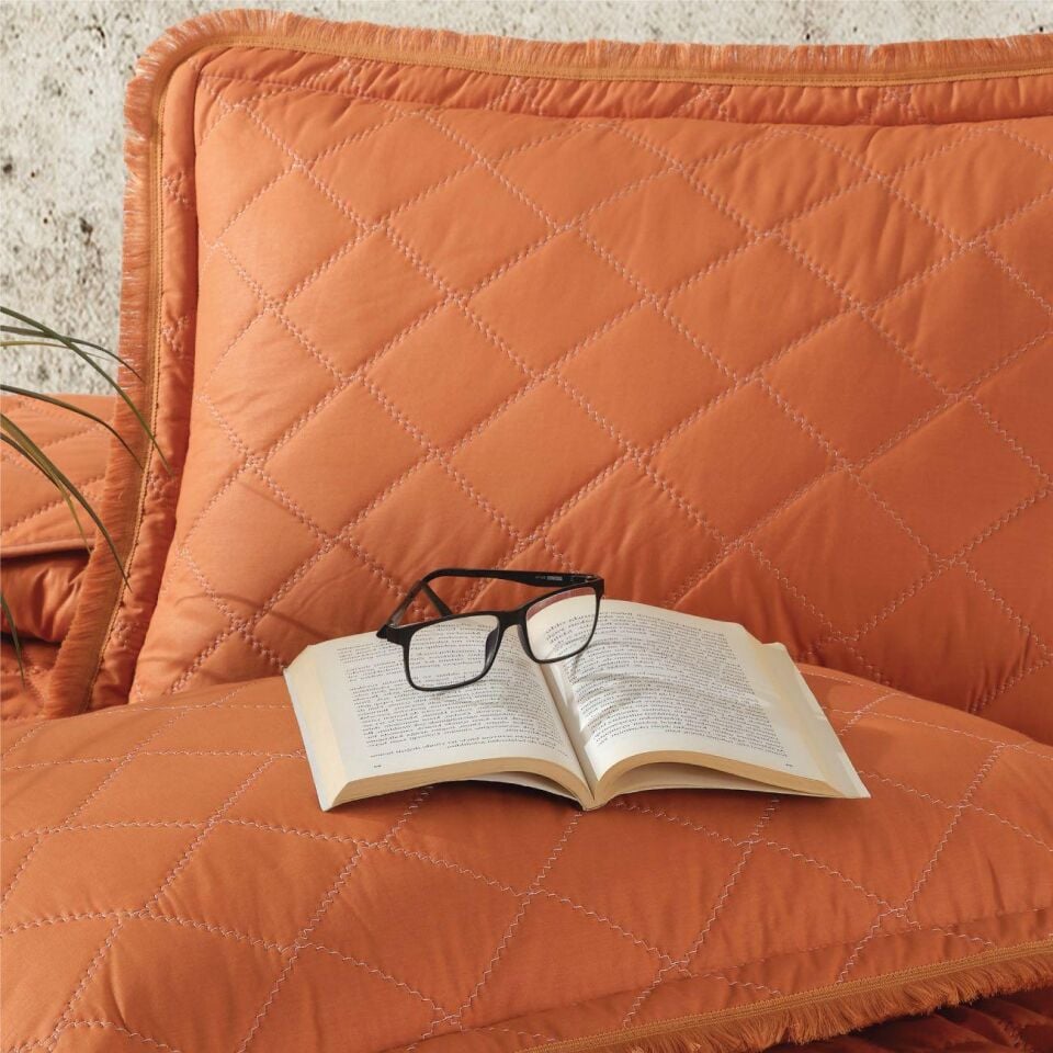Clasy Ranforce Yatak Örtüsü Çift Kişilik Tafana V1 Oranj