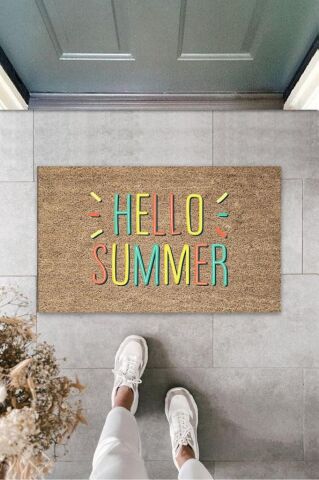 Sarı Kapı Önü Paspası Hello Summer Desen  K-3279