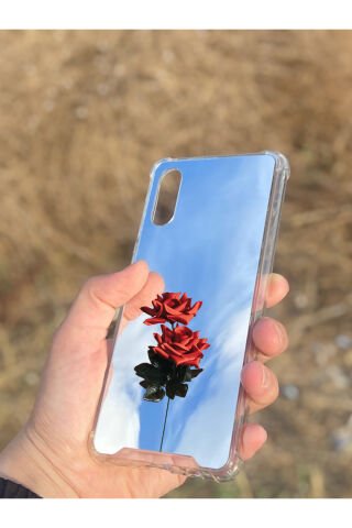 Samsung Galaxy A02 Uyumlu Aynalı Gül Desenli Darbe Kamera Korumalı Silikon Telefon Kılıfı