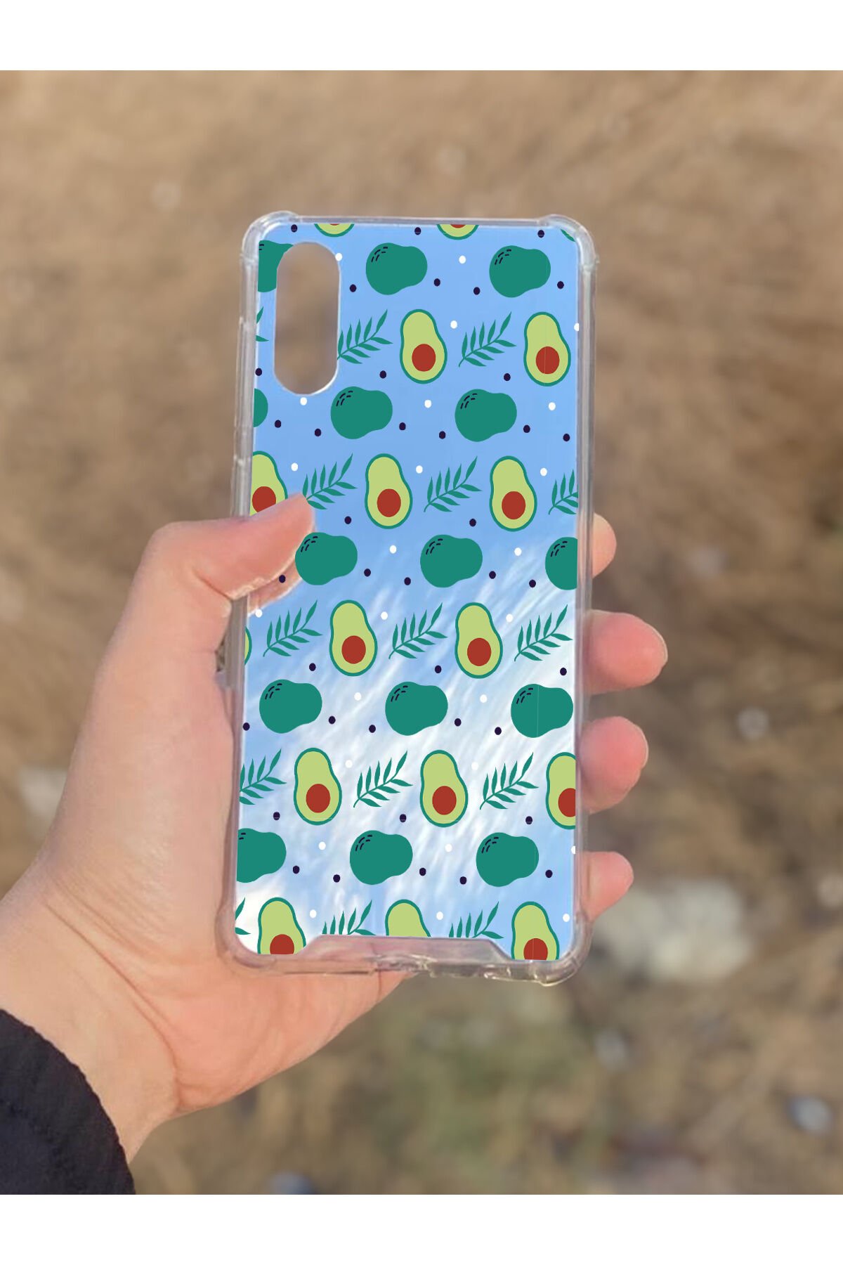 Samsung Galaxy A02 Uyumlu Aynalı Avakado Desenli Darbe Kamera Korumalı Silikon Telefon Kılıfı