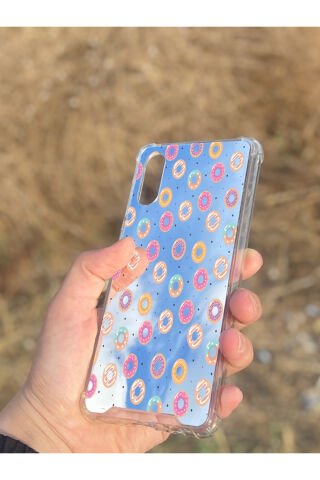 Samsung Galaxy A02 Uyumlu Aynalı Donut Desenli Darbe Kamera Korumalı Silikon Telefon Kılıfı