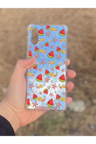 Samsung Galaxy A02 Uyumlu Aynalı Karpuz Desenli Darbe Kamera Korumalı Silikon Telefon Kılıfı