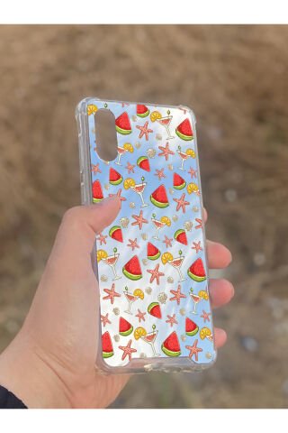 Samsung Galaxy A02 Uyumlu Aynalı Karpuz Desenli Darbe Kamera Korumalı Silikon Telefon Kılıfı