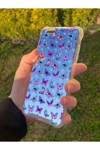 İphone 6 Plus Uyumlu Aynalı Kelebek Desenli Darbe Kamera Korumalı Silikon Telefon Kılıfı