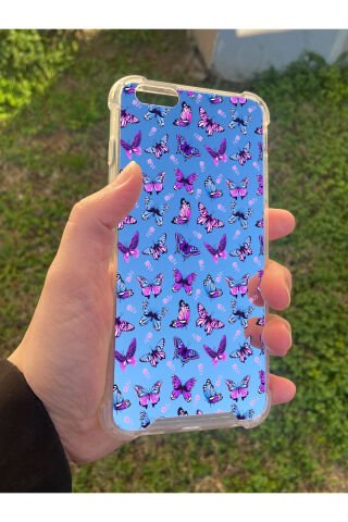 İphone 6 Plus Uyumlu Aynalı Kelebek Desenli Darbe Kamera Korumalı Silikon Telefon Kılıfı
