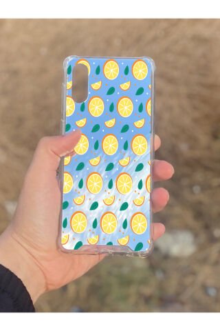 Samsung Galaxy A02 Uyumlu Aynalı Portakal Desenli Darbe Kamera Korumalı Silikon Telefon Kılıfı