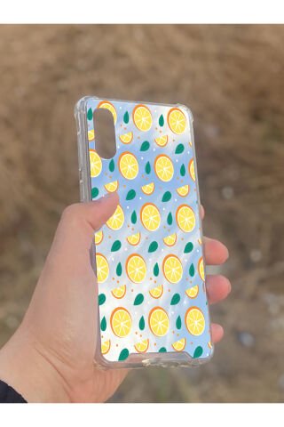 Samsung Galaxy A02 Uyumlu Aynalı Portakal Desenli Darbe Kamera Korumalı Silikon Telefon Kılıfı