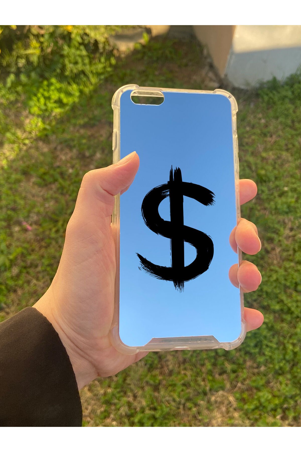 İphone 6 Plus Uyumlu Aynalı Dollars Desenli Darbe Kamera Korumalı Silikon Telefon Kılıfı