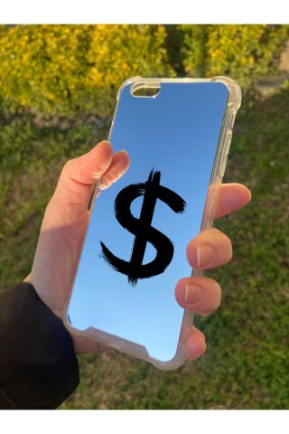İphone 6 Plus Uyumlu Aynalı Dollars Desenli Darbe Kamera Korumalı Silikon Telefon Kılıfı