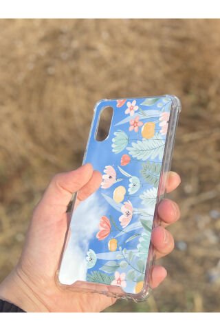 Samsung Galaxy A02 Uyumlu Aynalı Laleler Desenli Darbe Kamera Korumalı Silikon Telefon Kılıfı