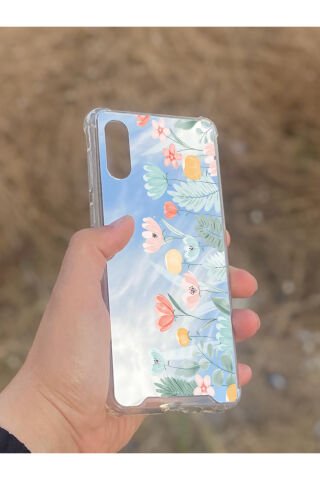 Samsung Galaxy A02 Uyumlu Aynalı Laleler Desenli Darbe Kamera Korumalı Silikon Telefon Kılıfı