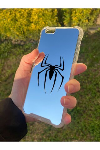 İphone 6 Plus Uyumlu Aynalı Spider Desenli Darbe Kamera Korumalı Silikon Telefon Kılıfı