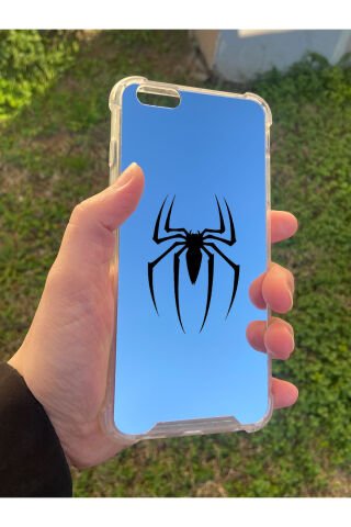 İphone 6 Plus Uyumlu Aynalı Spider Desenli Darbe Kamera Korumalı Silikon Telefon Kılıfı