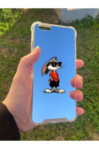 İphone 6 Plus Uyumlu Aynalı Tavşan Desenli Darbe Kamera Korumalı Silikon Telefon Kılıfı