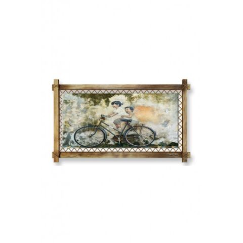 Kanvas Bisikletli Çocuk Düz Işıksız Tablo - 96 x 66 cm
