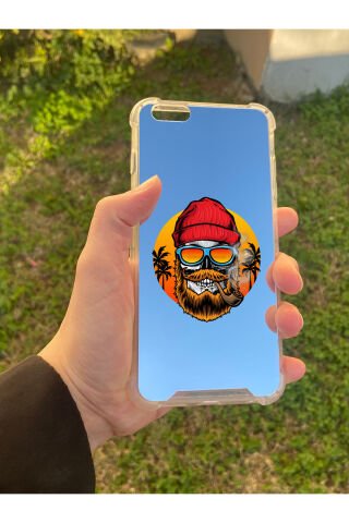 İphone 6 Plus Uyumlu Aynalı Kuru Kafa Desenli Darbe Kamera Korumalı Silikon Telefon Kılıfı