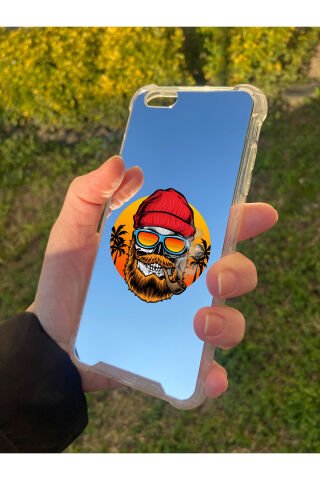 İphone 6 Plus Uyumlu Aynalı Kuru Kafa Desenli Darbe Kamera Korumalı Silikon Telefon Kılıfı