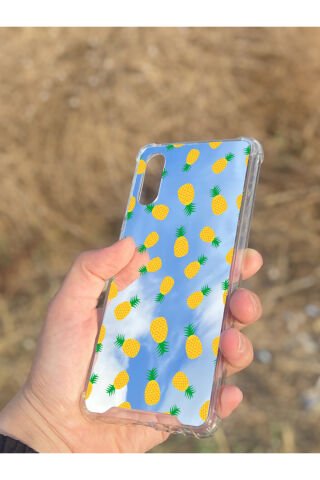 Samsung Galaxy A02 Uyumlu Aynalı Ananas Desenli Darbe Kamera Korumalı Silikon Telefon Kılıfı