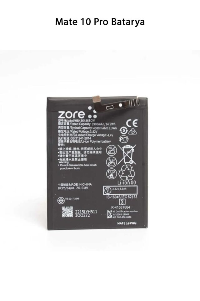 Mate 10 Pro Telefonlarla Uyumlu Batarya Pi 4000 mAh