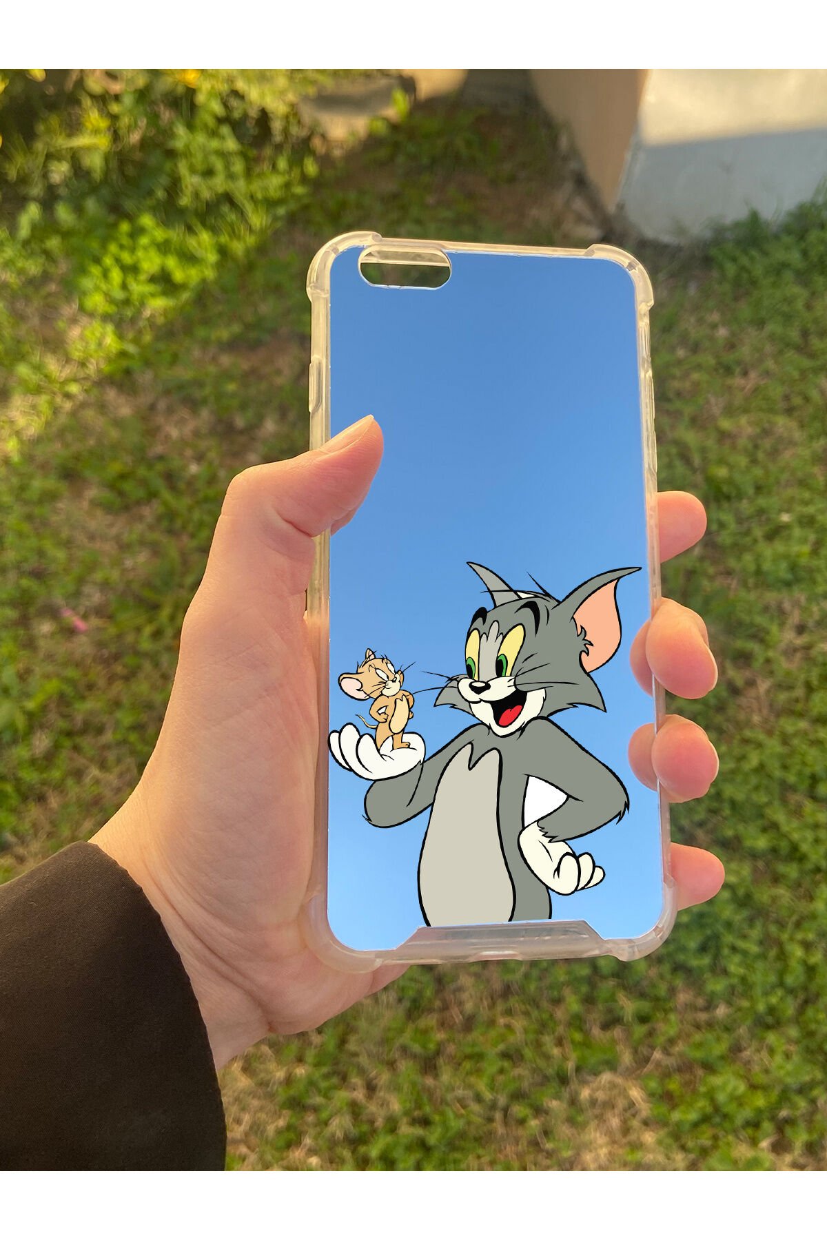 İphone 6 Plus Uyumlu Aynalı Tom Ve Jerry Desenli Darbe Kamera Korumalı Silikon Telefon Kılıfı