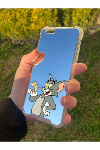 İphone 6 Plus Uyumlu Aynalı Tom Ve Jerry Desenli Darbe Kamera Korumalı Silikon Telefon Kılıfı